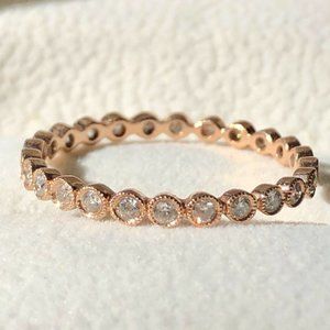 JULIERI Diamond Eternity Ring 14k Rose Gold Sz 8